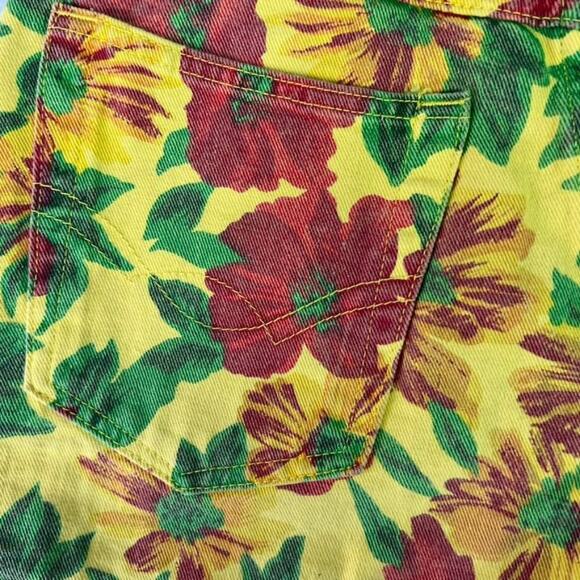 No Excuses Shorts Womens 26 High Waisted Floral Denim Button Fly Vintage 90s - Picture 11 of 13